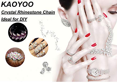 KAOYOO 2 Rows 2 Yards Crystal Rhinestone Chain Trim for Sewing Craft,DIY Decoration,2.5mm/0.1" 2 Rows 2 Yards-SS08/2.5mm/0.1" Silver - NewNest Australia