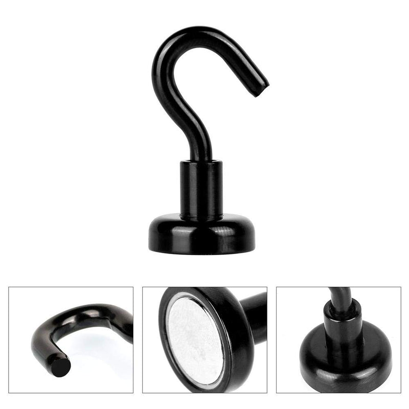 NewNest Australia - MHDMAG Black Magnetic Hooks, Refrigerator Magnets with Neodymium Rare Earth for Hanging, Holder, Keys. Storage, Door, Office, BBQ, Cruise Ship Accessories, 18lbs, Pack of 12. E16 