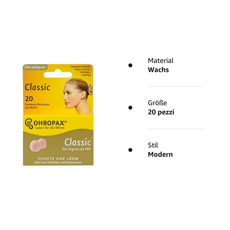 OHROPAX wax, classic earplugs, 20 pieces - NewNest Australia