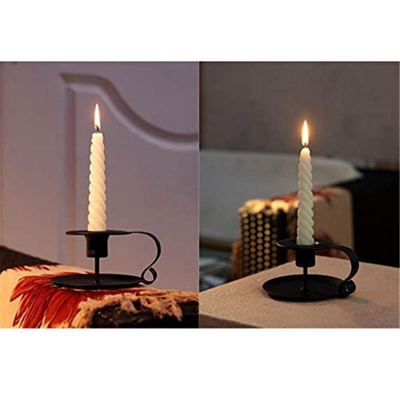 NewNest Australia - PRINTEMPS Wrought Iron Taper Candle Holder,Iron Candle Holders (1X2, Black) 1X2 