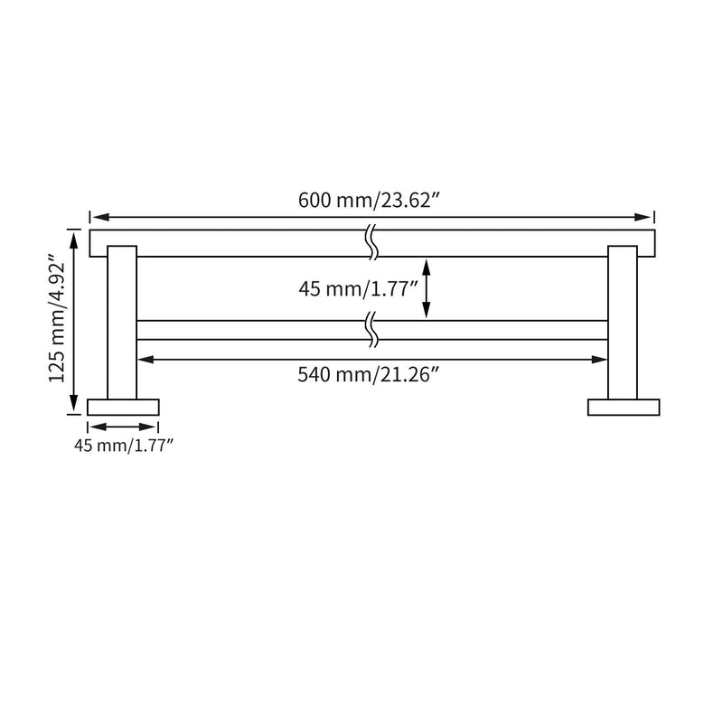 KLXHOME Matte Black Double Bath Towel Bar 24-Inch SUS 304 Stainless Steel Towel Holder Rack for Bathroom, A02B60B - NewNest Australia