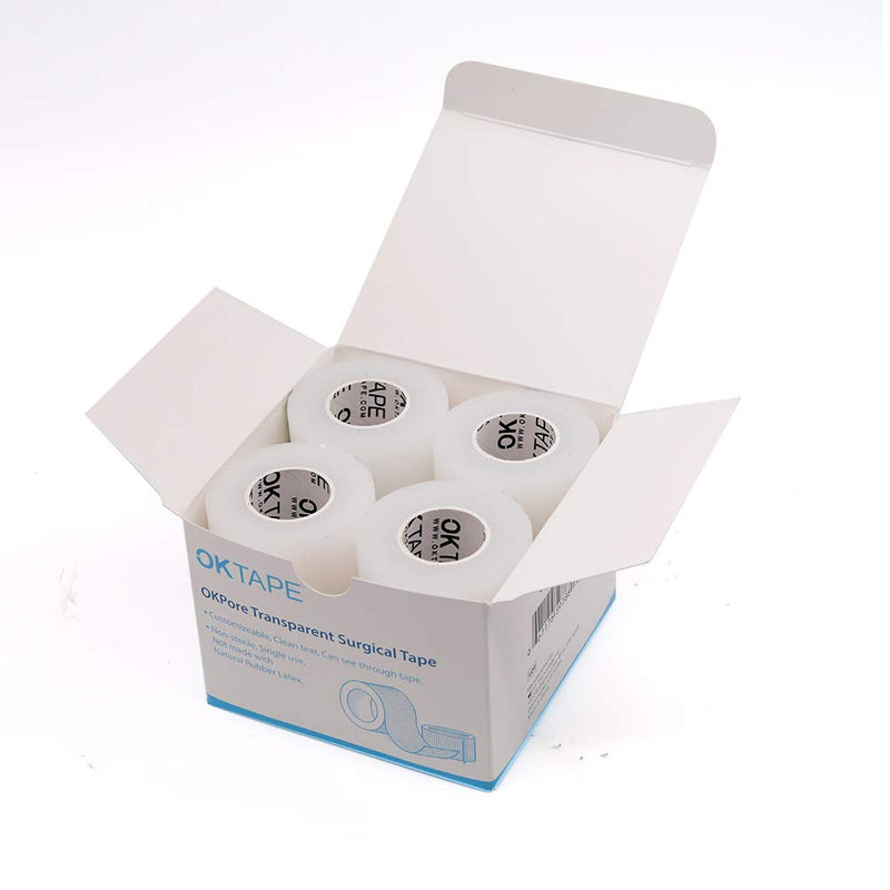 OK TAPE OKPore Transparent Surgical Tape, First-Aid Medical Hypoallergenic Tape, Latex Free, Pack of 4 Rolls, Size: 3“*10yds 3x360 Inch (Pack of 4) - NewNest Australia