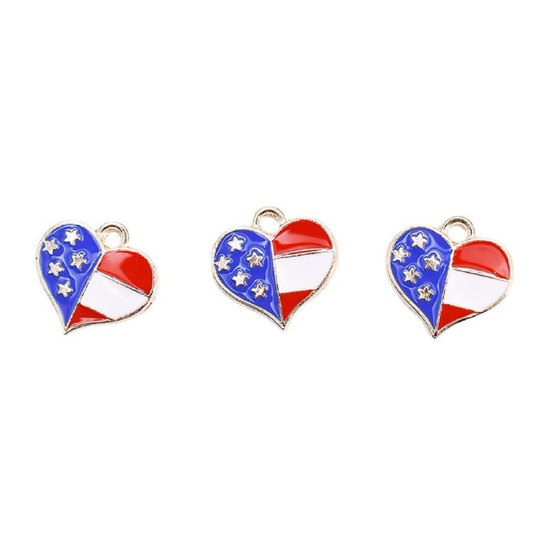 Decoendiy 90pcs American Flag Charms, Alloy Enamel Patriotic Pendant Heart Star Charm Ornament for Independence Day DIY Jewelry Bracelets Necklaces Earrings Making - NewNest Australia