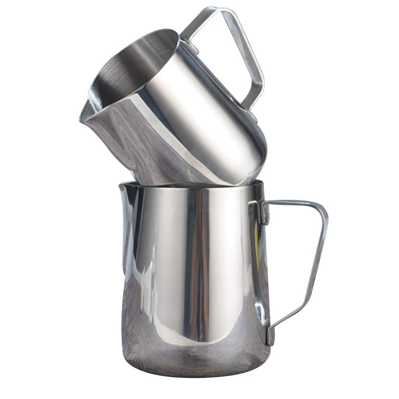 MIGHTYDUTY Milk Frothing Pitcher, Stainless Steel Creamer Frothing Pitcher, Perfect for Espresso Machines, Milk Frothing Jug for Making Coffee Cappuccino, Latte Art 12 oz /20oz Silver 300ml - NewNest Australia