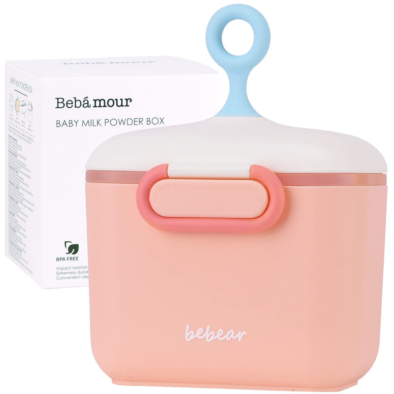 Bebamour Formula Dispenser 450ML Baby Milk Powder Dispenser Airtight Portable Milk Powder Container Candy Food Container with Scoop and Leveler, BPA Free, Light Pink - NewNest Australia