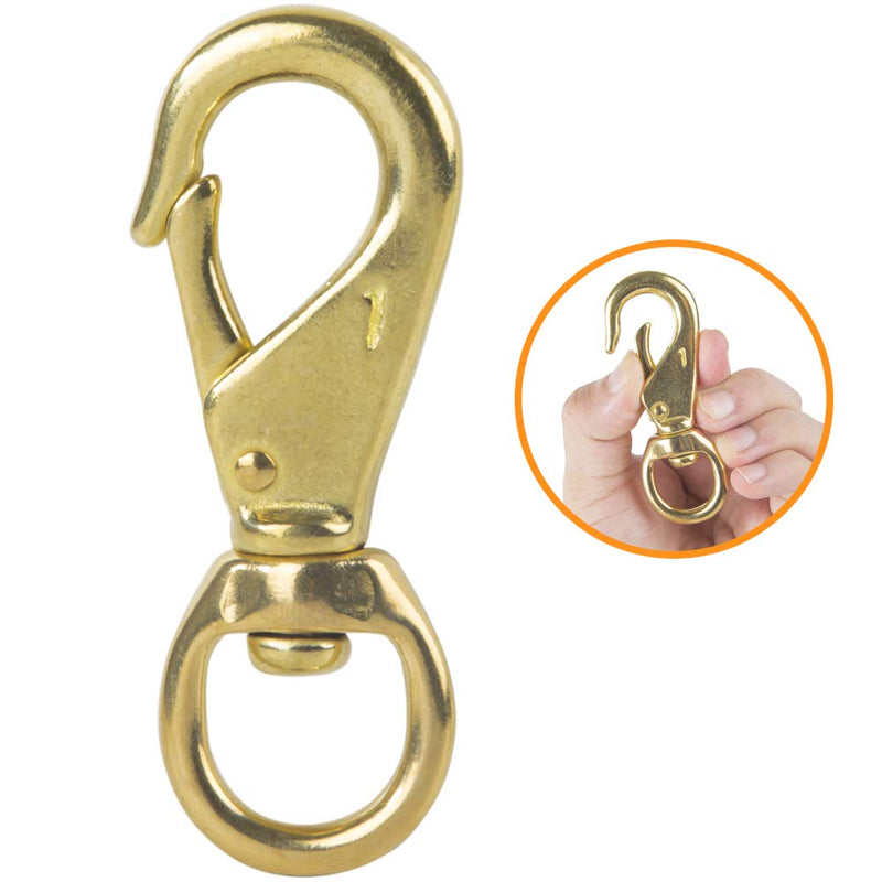 AOWESM 3-1/4" Brass Snap Hook 3/4" Swivel Eye - Solid Brass Clips #1 - Bags, Belting, Leashes, Straps, Luggage, Leathercarft (Pack of 2) - NewNest Australia