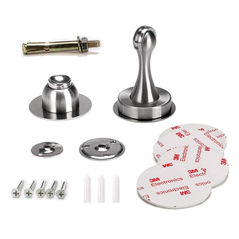 Sumnacon Magnetic Door Stopper, Heavy Duty Stainless Steel Door Stop Holder Come with 4 Pcs 3M Double-Sided Adhesive Tape & Hardware Screws,Install with Adhesive Tape Or Screws On Floor Wall (Silver) Silver - NewNest Australia