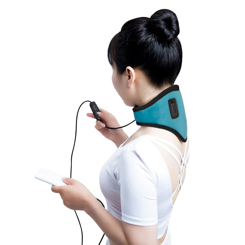 USB Neck Heat Pad Electric Neck Warmer Collar Pain Relief Physical Therapy Heated Neck Wrap Brace with 3 Adjustable Temperature 3 Timer Mode Warm Neck Support Band for Women Men Elder Cyan - NewNest Australia