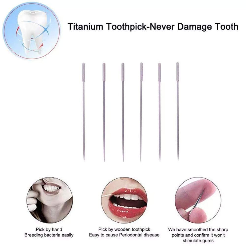 XINYUWIN 6PCS Stainless Steel Toothpick Fruit Toothpick Alloy of Nickel and Titanium Medical Material with Pocket Toothpick Hole Keychain Suitable for Outdoor Travel Camping 6 Count (Pack of 1) - NewNest Australia