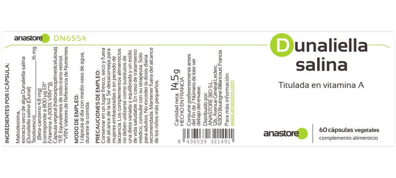 Vitamins A (Rétinol) * 16 mg / 60 capsules * Dry extract from the alga Dunaliella, titrated to 30% β-carotene * Eyes, skin, immune, vegan - NewNest Australia