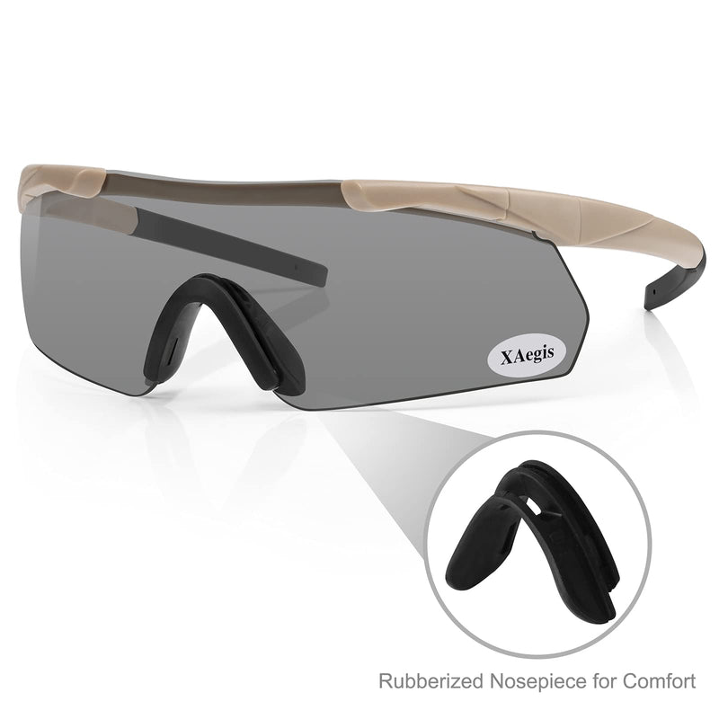 Xaegistac Tactical Shooting Glasses with 3 Interchangeable Lens High Impact Eye Protection Khaki - NewNest Australia