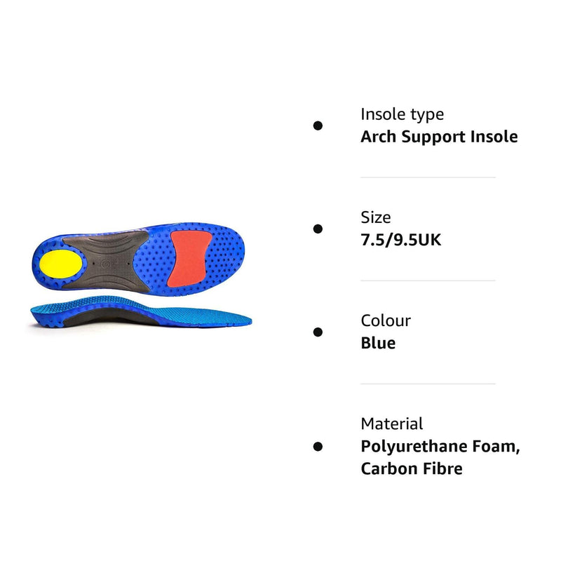 Orthotic Insoles Full Length with Arch Supports Orthotic Inserts for Flat Feet, Shoe Insoles for Plantar Fasciitis, Feet Pain, Comfort Lightweight Insoles 10/13.5 UK Blue - NewNest Australia