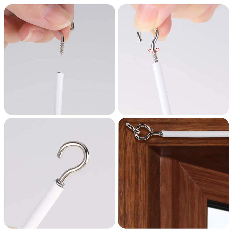 GUKBIAY Curtain Wire 6 Meter Wall Decor Picture Hanging Kit with 10 Curtain Clips 10 Pairs of Screw Eyes and Hooks for Net Curtain Rods - NewNest Australia