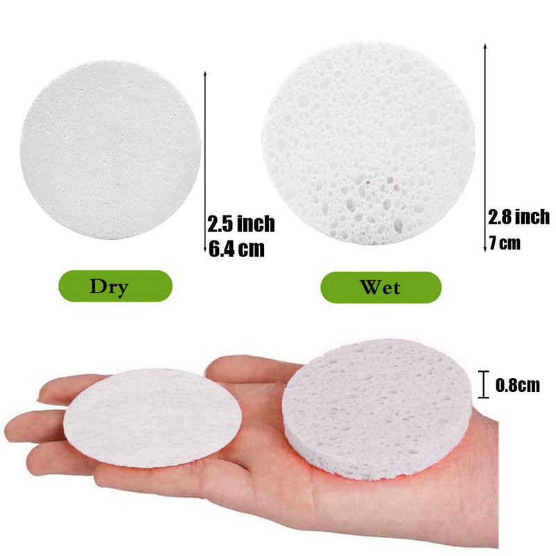 60 Count Facial Sponges Cleansing, White Compressed Face Sponges Cleansing Natural Wood Pulp Cotton Face Washing Sponge Cosmetic Sponges for Makeup Removal Exfoliating(2.5 Inch) - NewNest Australia
