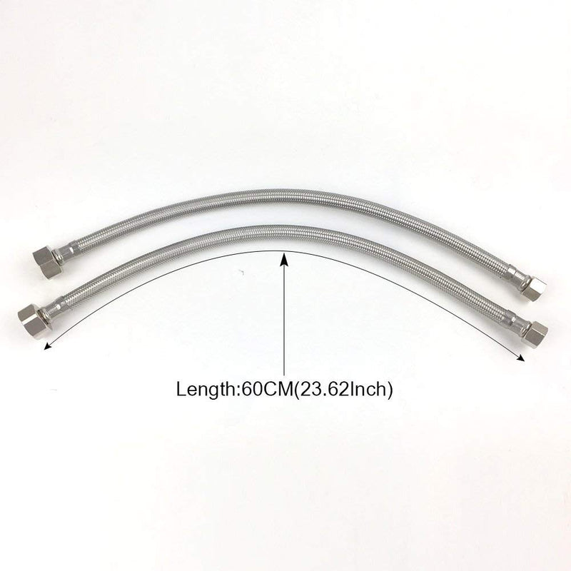 Faucet Connector hose, Stainless Steel Braided Water Supply Line 3/8" Female Compression Thread x 1/2" FIP. Female Straight Thread,2 Pcs (1 Pair) 23.6 Inch/60CM 60cm - NewNest Australia