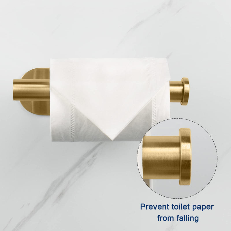 NearMoon Toilet Paper Holder Self Adhesive, Premium Thicken SUS304 Stainless Steel Rustproof Adhesive Toilet Roll Holder no Drilling for Bathroom, Kitchen, Washroom (Brushed Gold) Brushed Gold - NewNest Australia