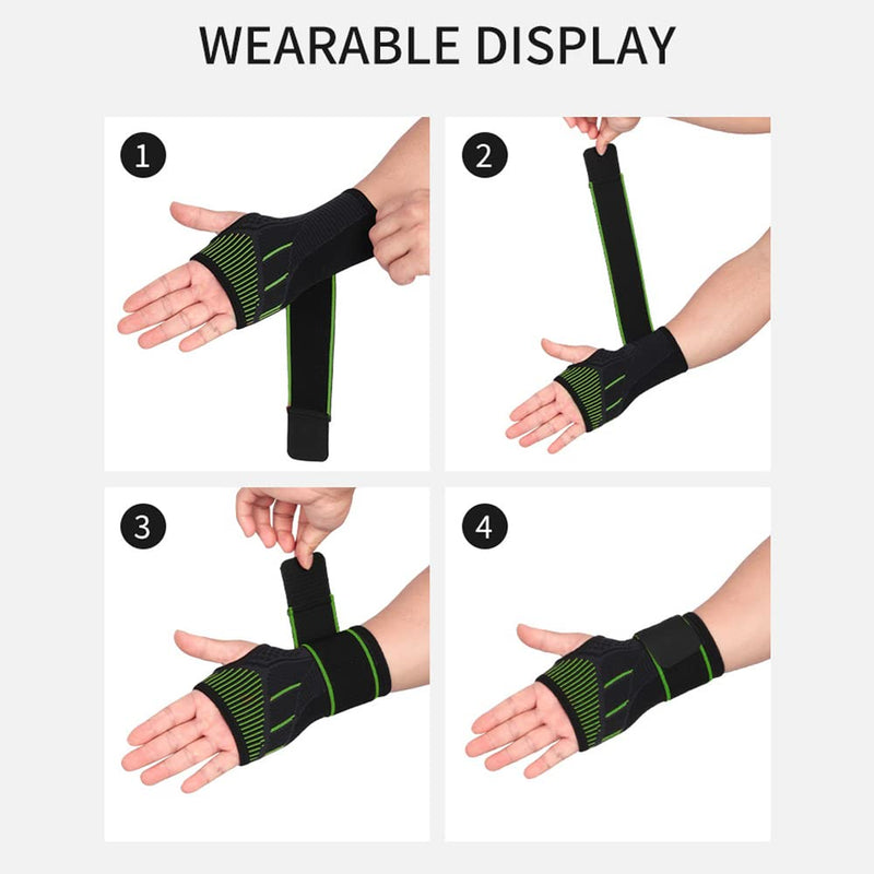 Creey 1 Pair Of Wrist Bandages, Adjustable Compression Wrist Bandages, Wrist Support, Sports Bandages For Left And Right Handed Users, Arthritis, Tendonitis, Sprain, Sports Protection (Green) - NewNest Australia