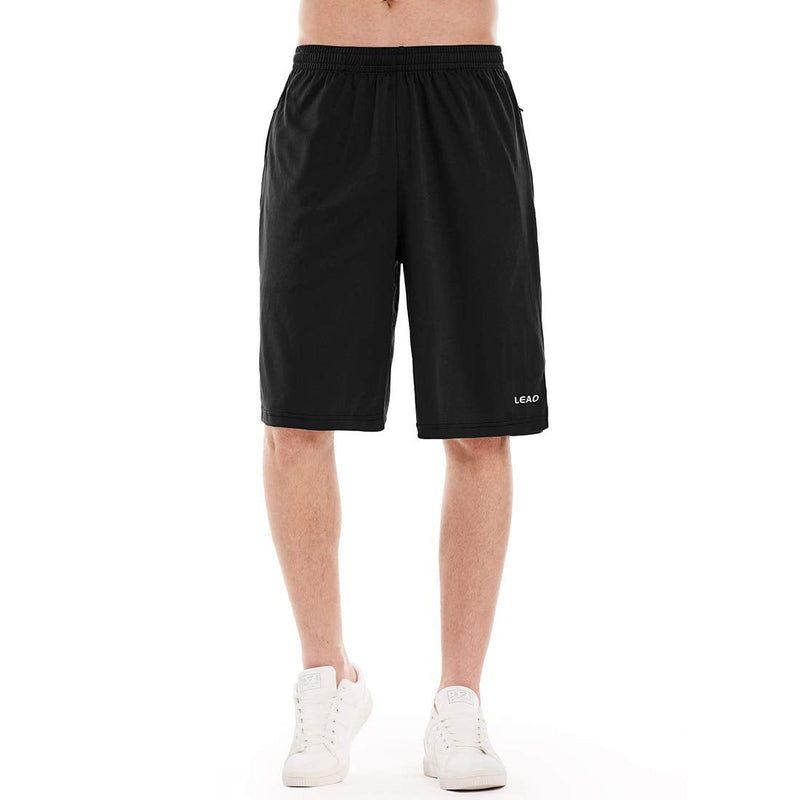 LEAO Men's Basketball Shorts with Zipper Pockets Quick Dry Loose-fit Sports Workout Running Shorts Black X-Large - NewNest Australia