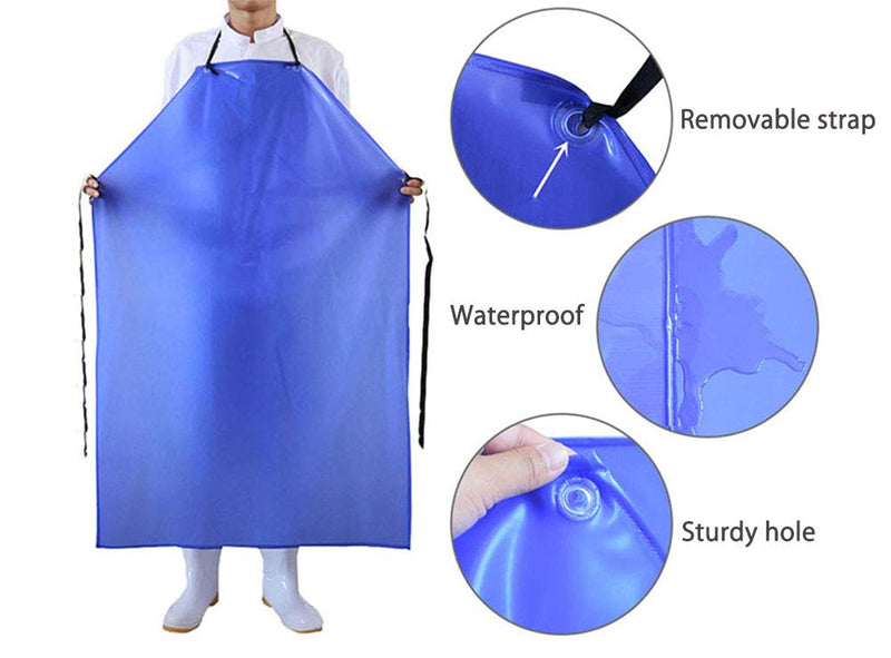 Jaspfct Waterproof Plastic Aprons - Chemical Resistant Work Apron,best for Kitchen, Cooking, Cleanning,Dog Bather,Dishwasher MD006-Bluethick 43"Long Blue Thick - NewNest Australia