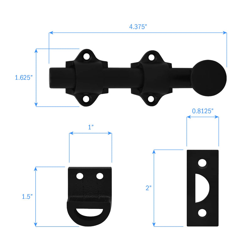 Nuk3y Heavy Duty Solid Brass Dutch Door Surface Bolt 4 inch Black - NewNest Australia
