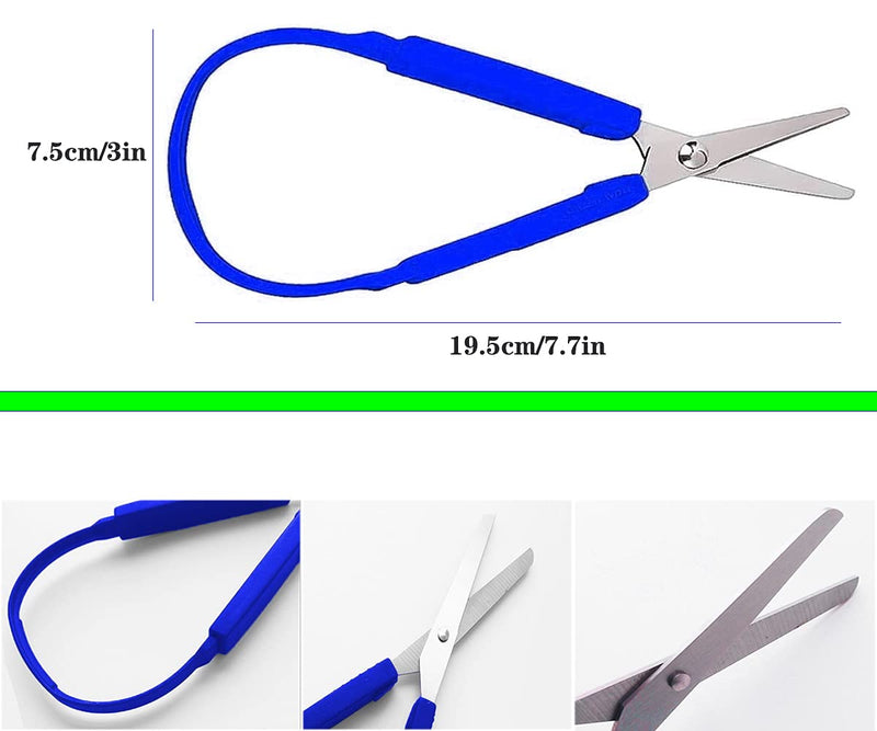2 Pack Loop Scissors YUTOU Kids Childrens Scissors Easy Grip Scissors Loop Handle Self-Opening Scissors Adaptive Easy Grip Loop Scissors for Children Adolescents and Adults Special Needs (Blue) Blue - NewNest Australia