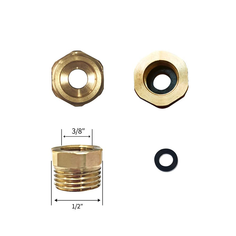 Faucet Hose Adapter, Water Hose Adapter Fittings Female to Male Hose Adapter 1/2’’ to 3/8’’ Brass Connector Faucet Supply Line Adapter for Water Pipe 2 Pieces - NewNest Australia