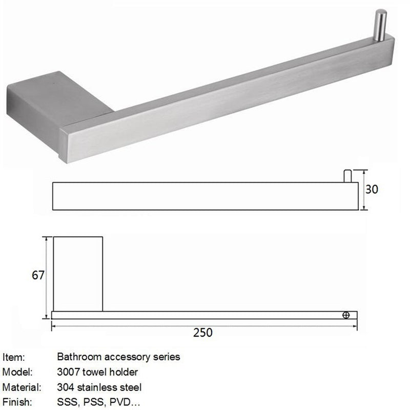 QT Modern Bathroom Straight Towel Bar - Brushed Finish, Made from 304 Stainless Steel, Water and Rust Proof, Wall Mounted, Easy to Install - NewNest Australia