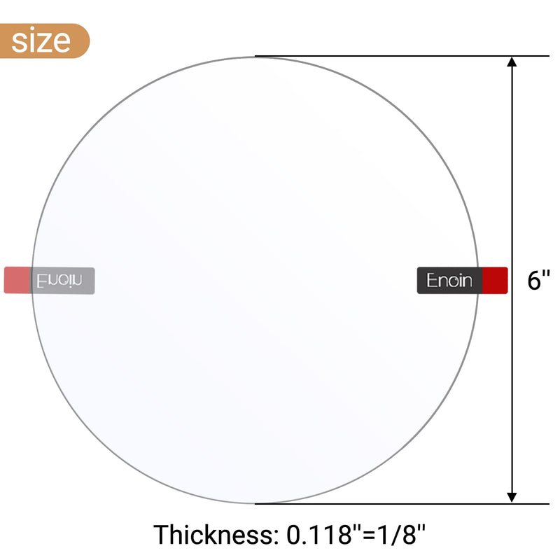 Enoin 1pcs 6 Inch Round Clear Acrylic/Plexiglass Sheet Disc Circle Plastic Sheet 0.118" 1/8 Inch Thick, Plastic Sheet Transparent Board Panel for Glass, DIY Project, Picture Frame,Paintings, Art Craft 6'' - NewNest Australia