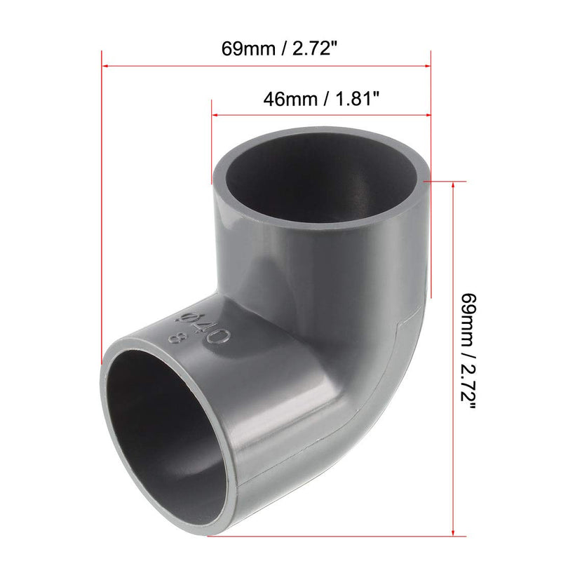 uxcell PVC Pipe Fitting 40mm Slip Socket 90 Degree Elbow Coupling Connector Gray 3Pcs - NewNest Australia