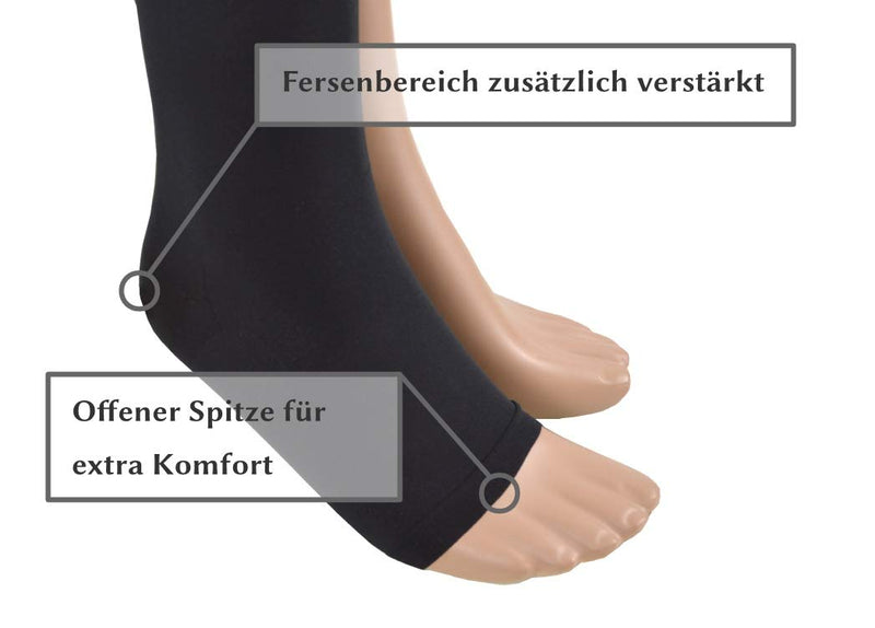 23-32 mmHg (Class 2) ASSISTICA® Medical Compression Stockings with Open Toe, Women/Men Support Stockings without Toe, AG Replacement Stockings with Silicone Band (158-170 cm/Large, Black) 158-170 cm/Large - NewNest Australia
