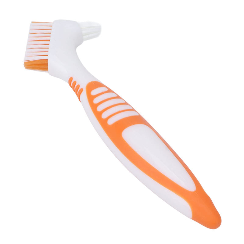 Denture cleaning brush, safe plaque removal Denture toothbrush orange Robust double head for partial dentures - NewNest Australia