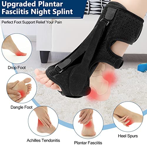 Upgrade Plantar Fasciitis Night Splint, Plantar Fasciitis Relief Brace, 3 Adjustable Straps Plantar Fasciitis Night Splint Relief Plantar Fasciitis, Foot Drop, Achilles Tendonitis, Day & Night, Black - NewNest Australia