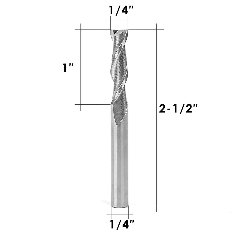 TOOLDO Router Bit, Standard Spiral Solid Bit, Up Cut, 1/4 Inch Diameter, 1 Inch Cutting Length, 1/4 Inch Shank, 2 Flute. for Router, CNC. by Tooldo Master Grade - NewNest Australia