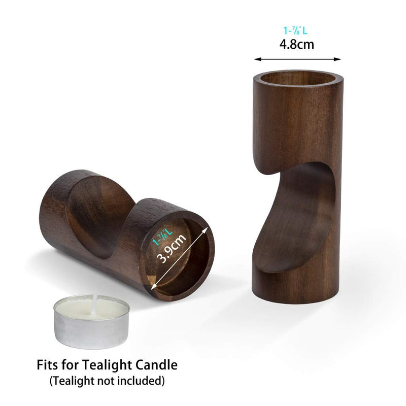 NewNest Australia - ChasBete Romantic Tea Light Candle Holders Decorative, Wood Tealight Candle Holder Set of 2 Unity Heart Pedestal for Home Décor Tealight Holder Dark 