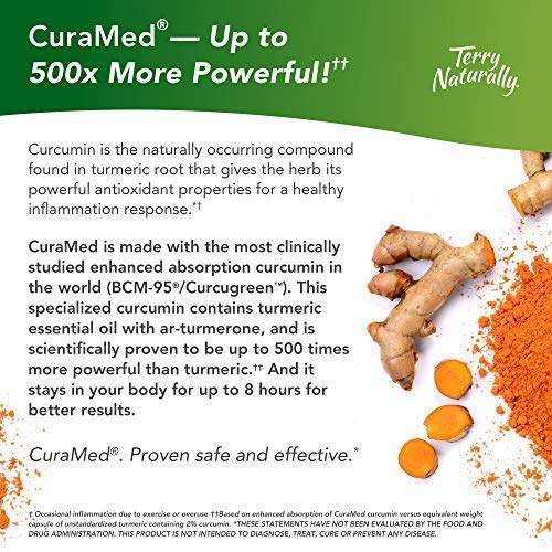 Terry Naturally CuraMed 375 mg - 60 Softgels - Superior Absorption BCM-95 Curcumin Supplement, Promotes Healthy Inflammation Response - Non-GMO, Gluten-Free, Halal - 60 Servings 60 Count (Pack of 1) - NewNest Australia