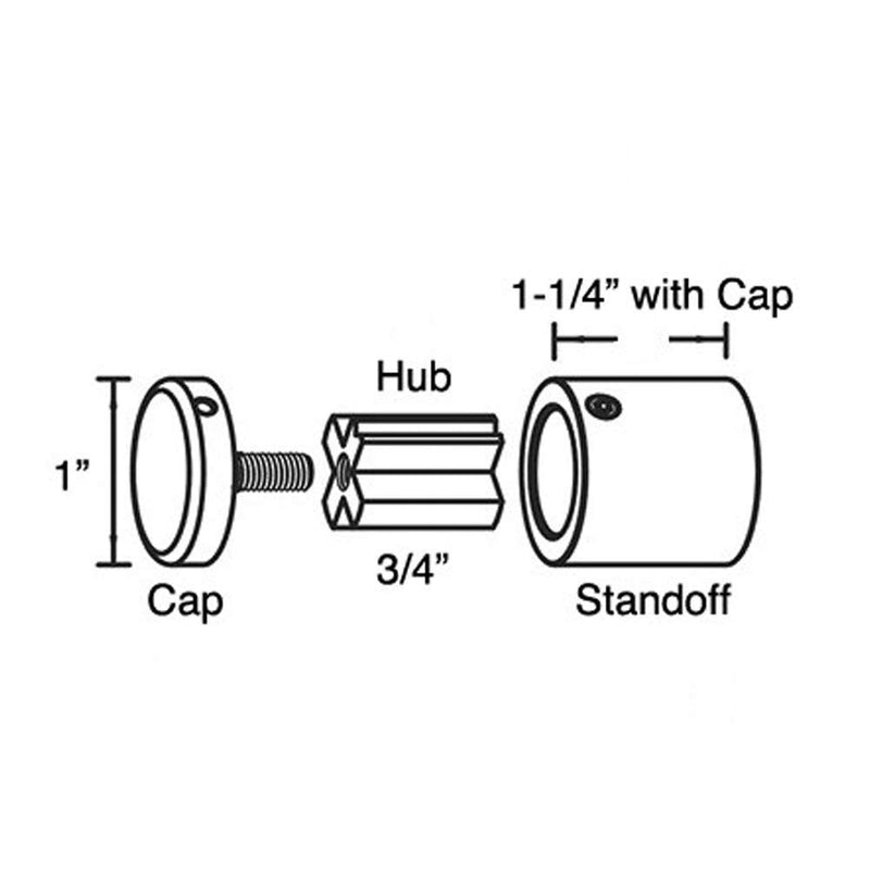 4-way Metal Sign Standoff Fixing Hub for Poster,Signage (without hole in panel) ,⌀25x25mm-Pack of 4 units ⌀25x25mm - NewNest Australia