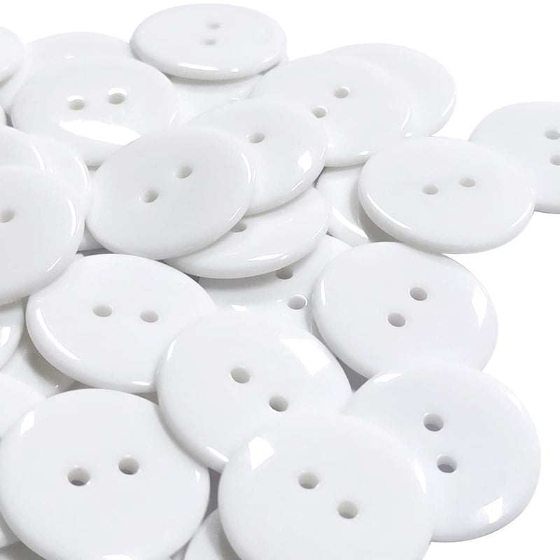50 Pcs Resin Buttons 2 Hole Buttons for Sewing Round Shirt Button Craft 1inch (White) - NewNest Australia