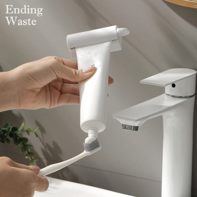 Udqyq 2 X Rolling Toothpaste Tube Squeezer With Magnetic And Super Sticky Pad, Wall Mountable Toothpaste Squeezer Dispenser, Space-Saving, Suitable For Bathroom Washroom (White Wall Mounting) - NewNest Australia