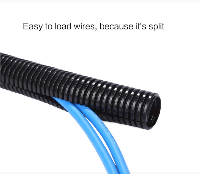 Alex Tech 50ft – 1/4 inch Split Wire Loom Tubing Wire Conduit – Black 1/4"-50ft - NewNest Australia