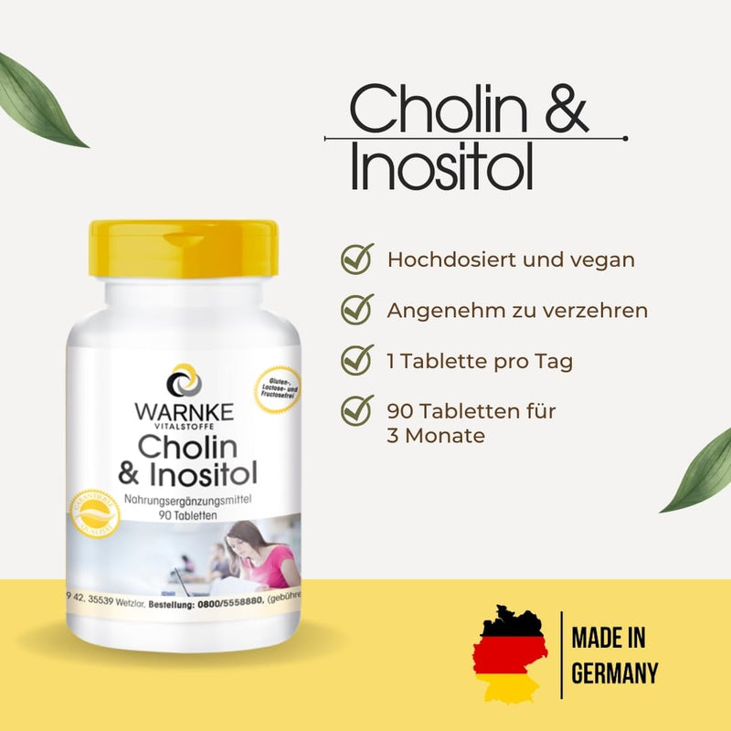 Choline & Inositol - high dose & vegan - with choline bitartrate - 90 tablets | Warnke vital substances - NewNest Australia