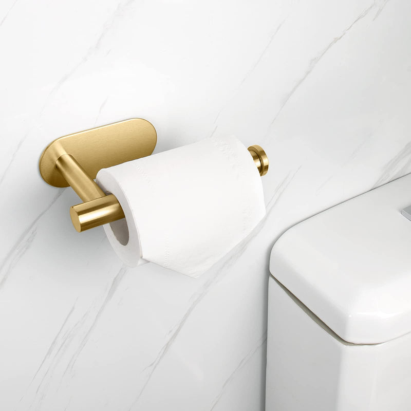 NearMoon Toilet Paper Holder Self Adhesive, Premium Thicken SUS304 Stainless Steel Rustproof Adhesive Toilet Roll Holder no Drilling for Bathroom, Kitchen, Washroom (Brushed Gold) Brushed Gold - NewNest Australia