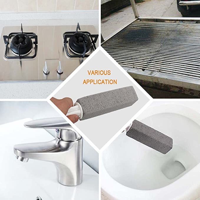 Cleaning Block Toilet, Pack of 4 Pumice Stone for Toilet, Pumice Stone Cleaning Stone with Handle, Toilet Cleaning Stone with Handle, Blocks of Pumice Stone for Toilet, for Grill Kitchen - NewNest Australia