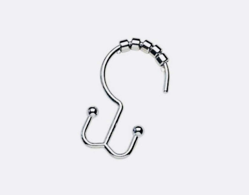 Happy Shopping Time Chrome Plated Double-Hook Shower Curtain Rings with Rollerrings, Set of 12 Hooks - NewNest Australia