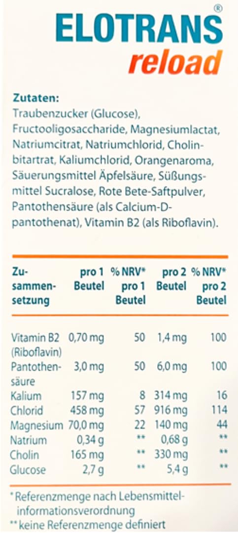 ELOTRANS reload - isotonic electrolyte-glucose mixture - dietary supplement with magnesium, potassium chloride, choline and B vitamins - 1 x 15 bags of Elotrans Reload - NewNest Australia