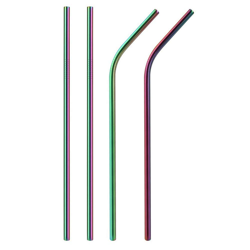 iShop Metal Straws – Reusable Straws Set of 4 Rainbow – Drinking Straws with Straw Cleaner – Eco-Friendly FDA BPA Free – Includes Cleaning Brush and Travel Pouch – Ideal for Travel, Home Use - NewNest Australia