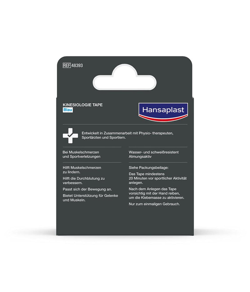 Hansaplast kinesiology tape, waterproof sports tape relieves muscle pain and promotes blood circulation*, tape offers support for joints and muscles*, 1 roll, blue - NewNest Australia