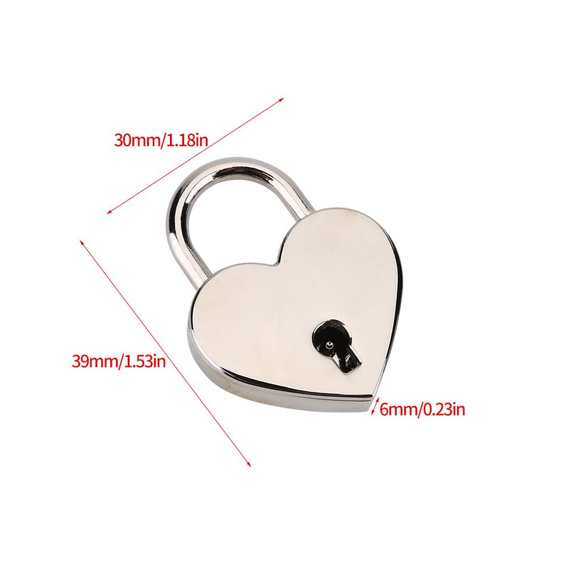 Padlock with Key 2Pack,Heart-Shaped Skeleton Key Lock Set,Zinc Metal Lock for Luggage Diary Book Jewelry Box(Silver) Silver - NewNest Australia