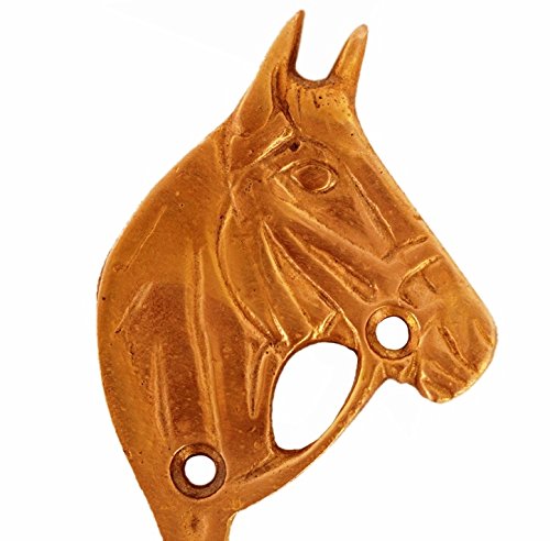 NewNest Australia - Purpledip Brass Wall Hook Hanger for Keys, Clothes 'Wild Horse'; Vintage Design Wall Decor (11123) 