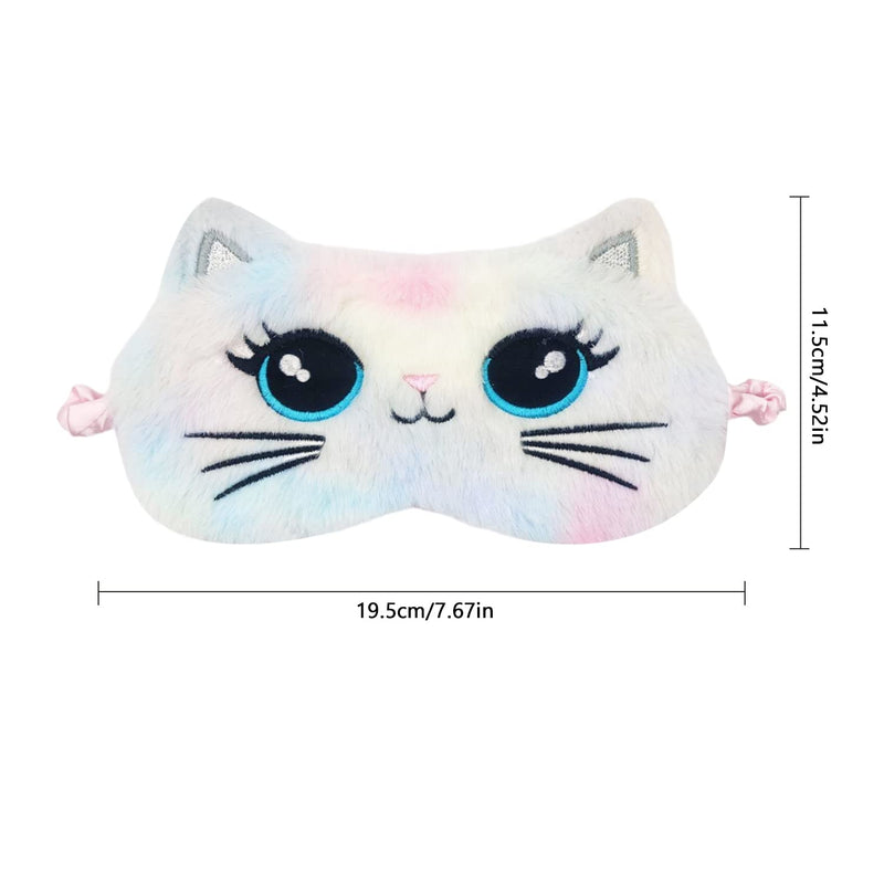 Eye Mask for Sleeping, Cute Cat Animal Soft Fluffy Plush Sleep Mask Novelty Funny Blindfold Breathable Eyeshade Cartoon Eye Cover for Kids Girls and Adult Night Nap Travel Meditation A7DWMRYZ White - NewNest Australia