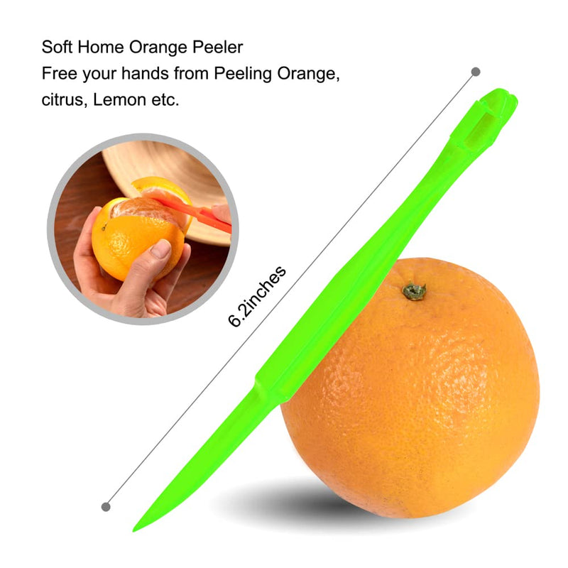 Soft Home Premium Plastic Orange Peeler Lemon Citrus Peel Cutter Vegetable Slicer Fruit Tools (Long Handle Type Green 2 Pack; Mouse Type orange 1 Pack) - NewNest Australia